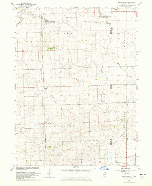 Classic USGS Stockland Illinois 7.5'x7.5' Topo Map Image