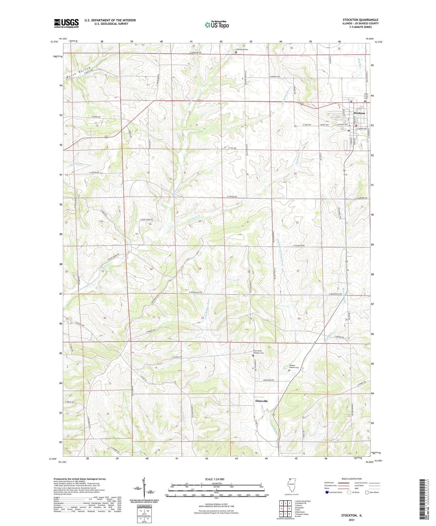 Stockton Illinois US Topo Map Image