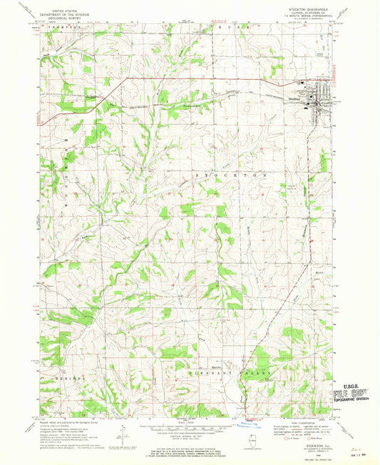 Classic USGS Stockton Illinois 7.5'x7.5' Topo Map Image