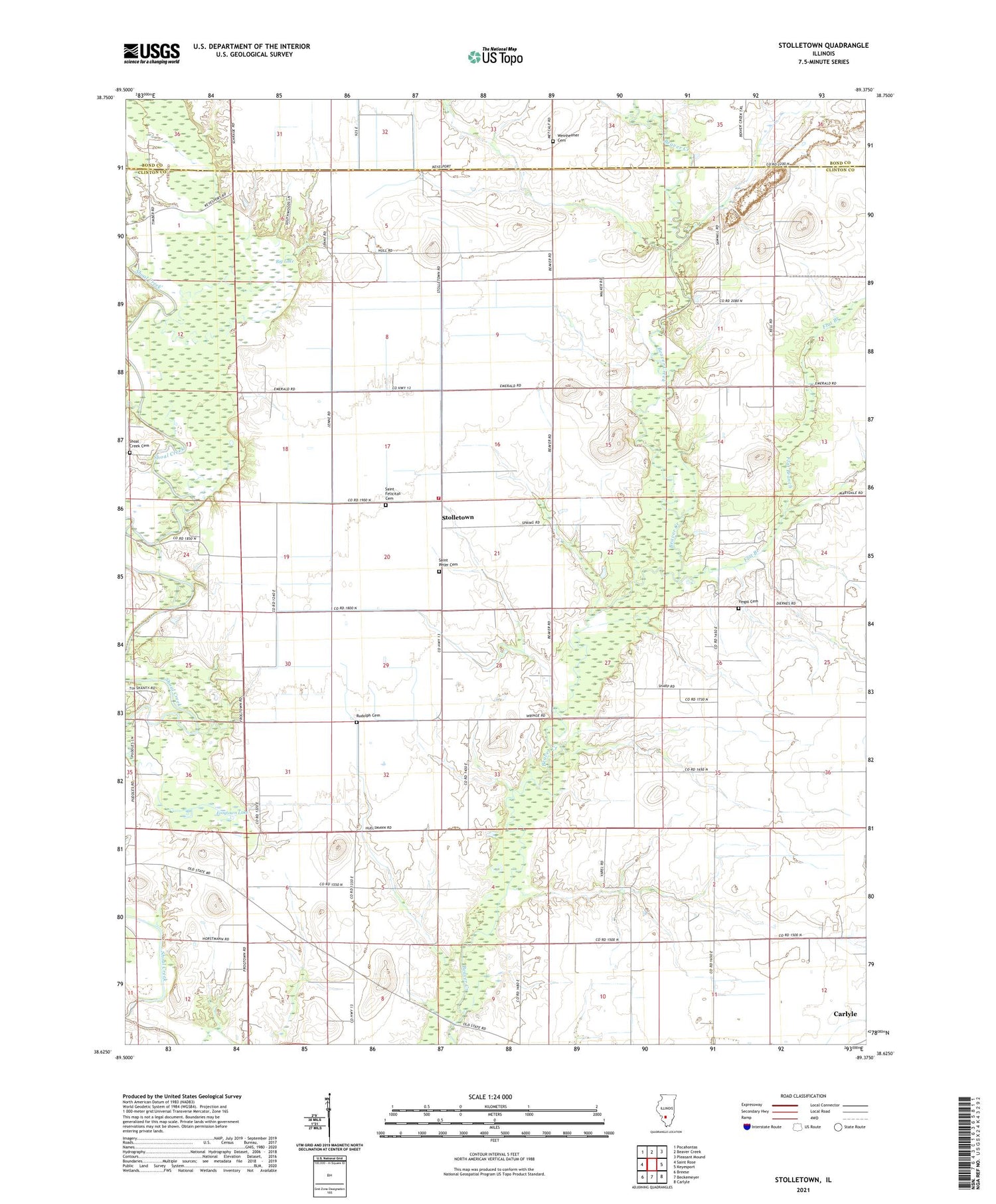 Stolletown Illinois US Topo Map Image