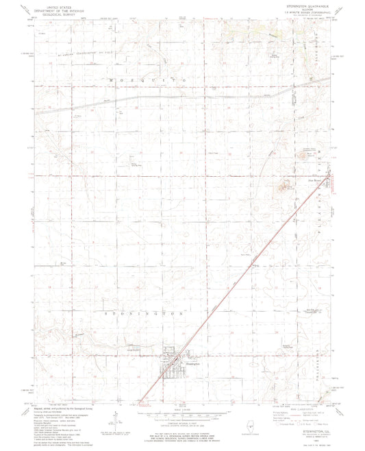 Classic USGS Stonington Illinois 7.5'x7.5' Topo Map Image
