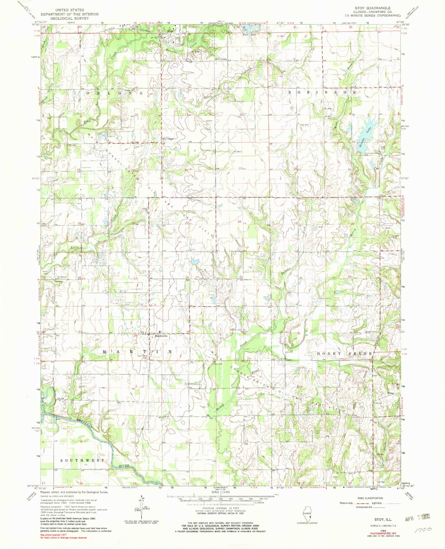 Classic USGS Stoy Illinois 7.5'x7.5' Topo Map Image