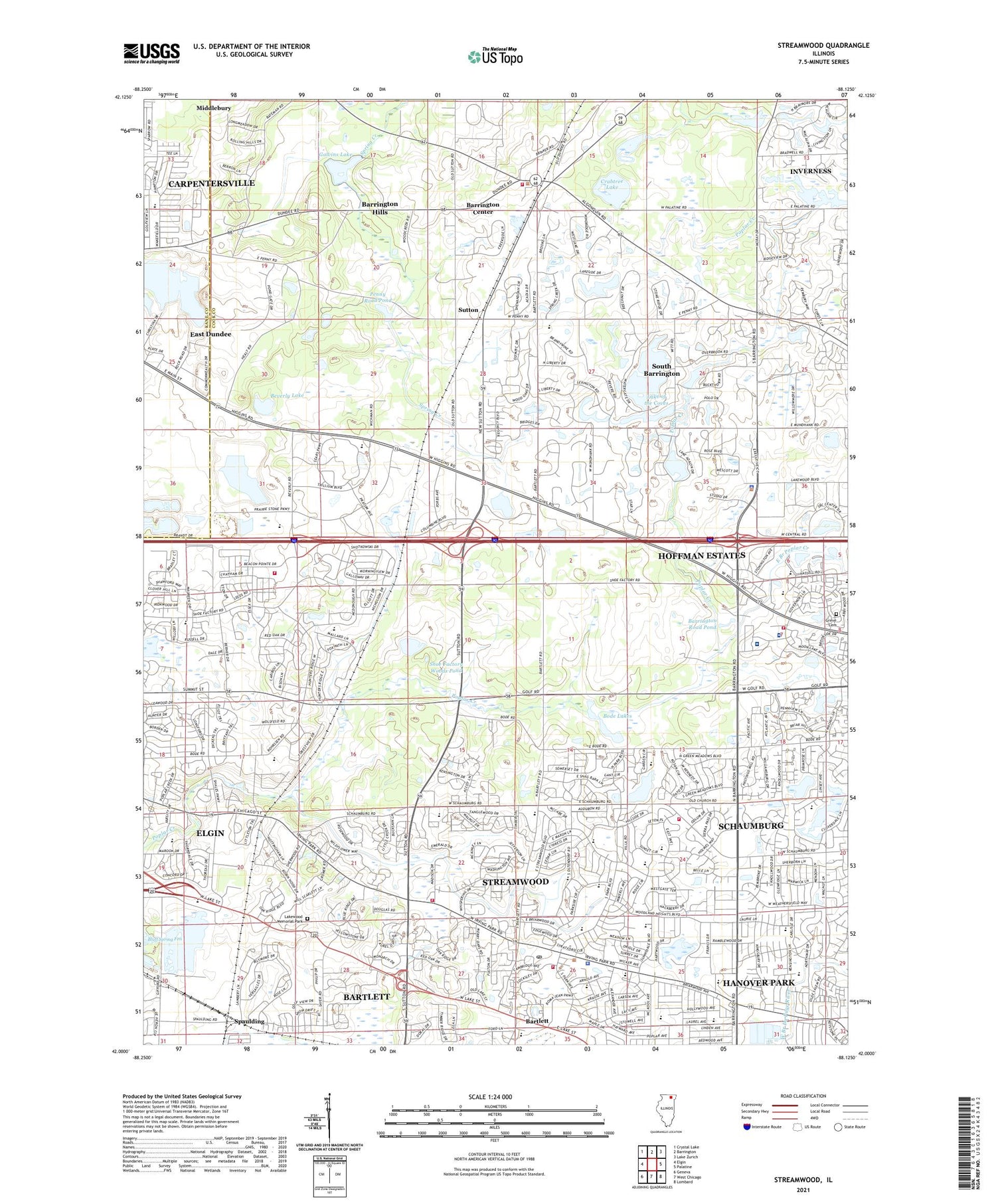 Streamwood Illinois US Topo Map Image