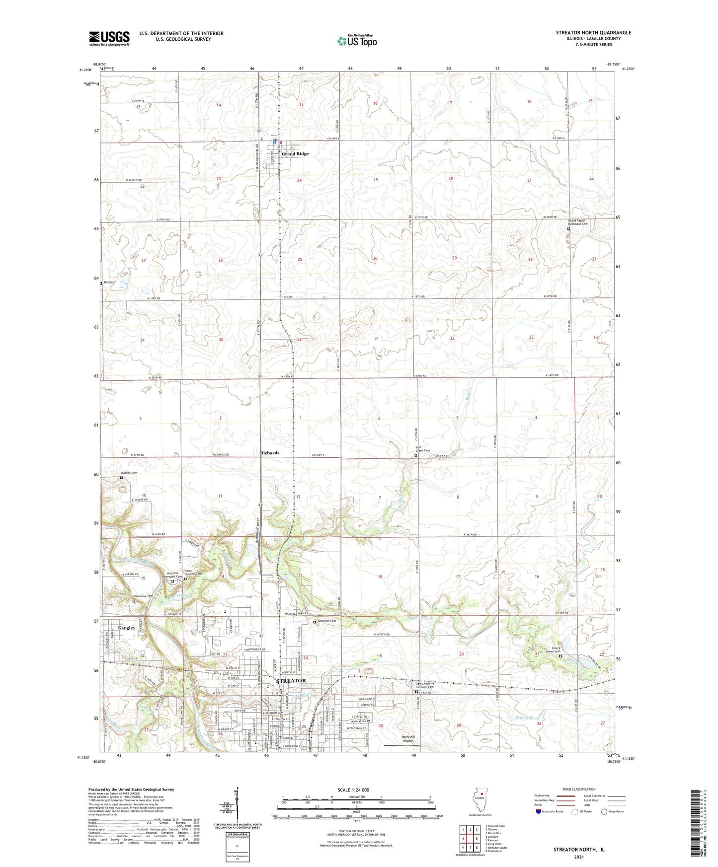 Streator North Illinois US Topo Map Image