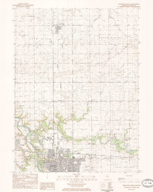 Classic USGS Streator North Illinois 7.5'x7.5' Topo Map Image