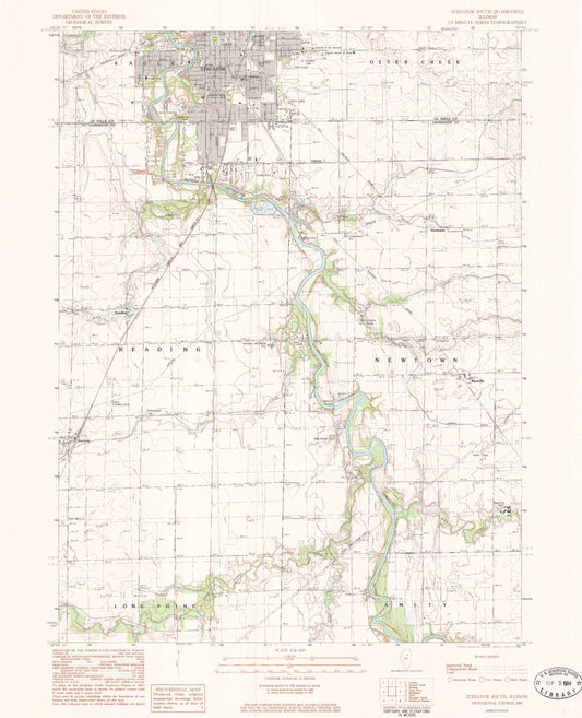 Classic USGS Streator South Illinois 7.5'x7.5' Topo Map Image