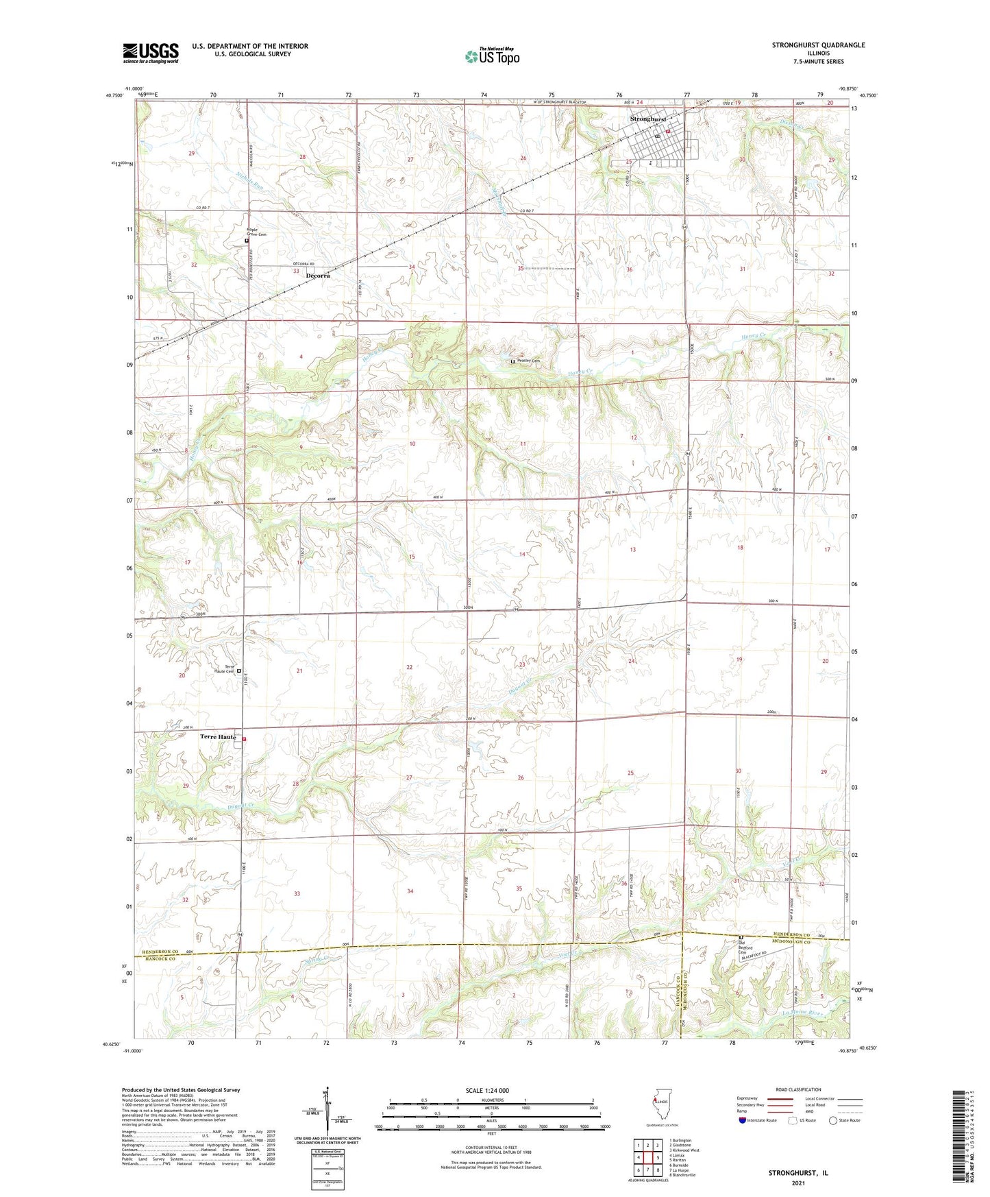 Stronghurst Illinois US Topo Map Image