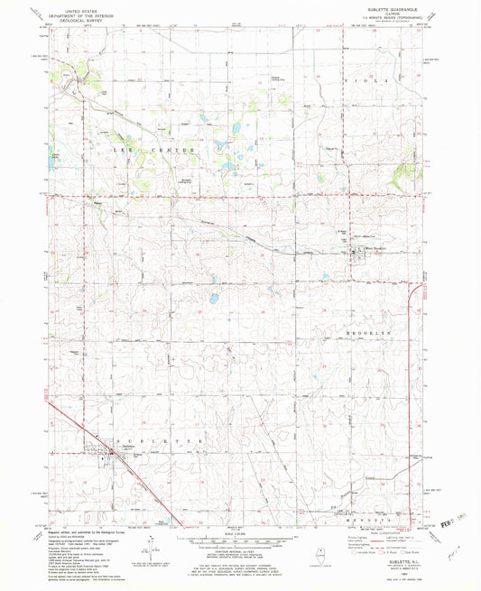 Classic USGS Sublette Illinois 7.5'x7.5' Topo Map Image