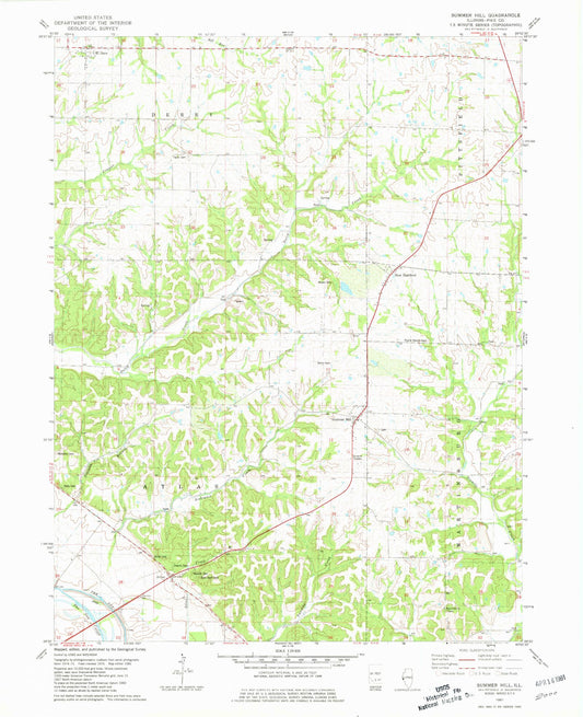 Classic USGS Summer Hill Illinois 7.5'x7.5' Topo Map Image