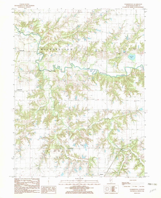 Classic USGS Summerville Illinois 7.5'x7.5' Topo Map Image