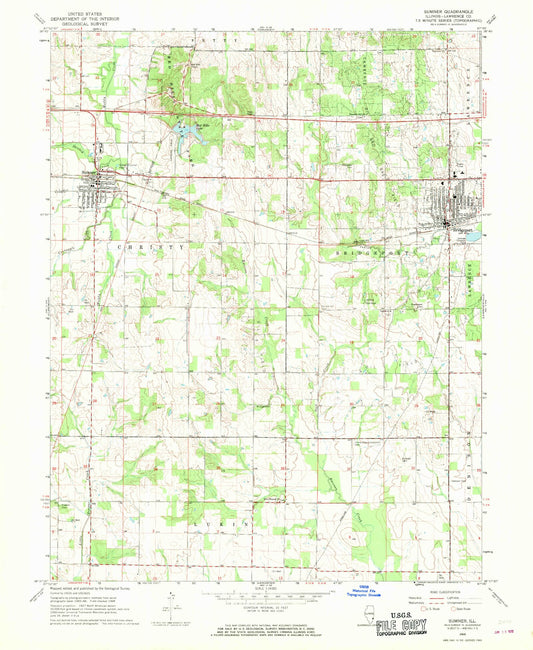 Classic USGS Sumner Illinois 7.5'x7.5' Topo Map Image
