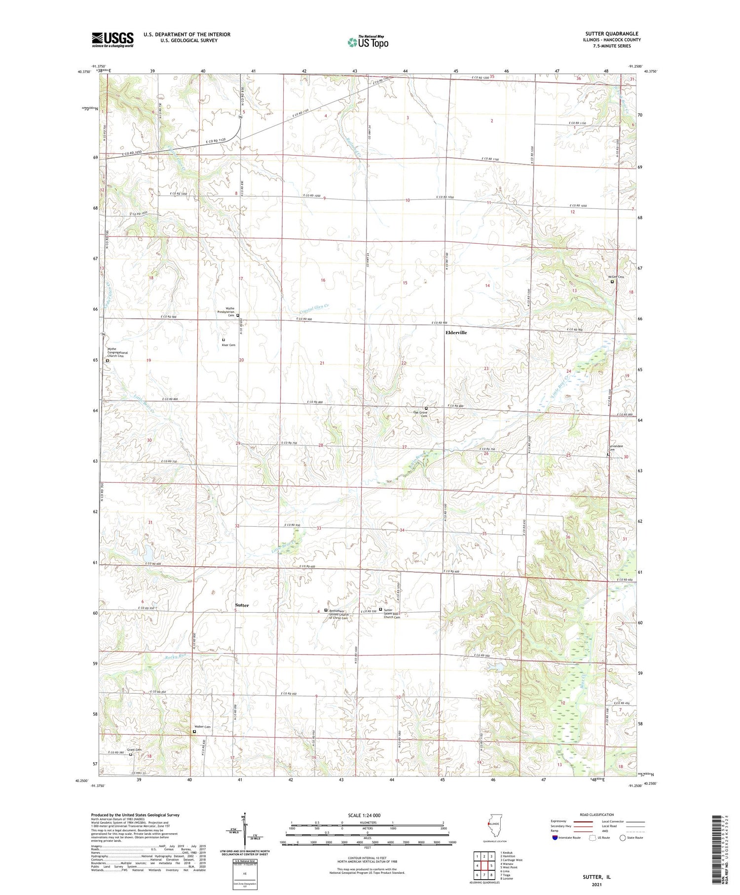 Sutter Illinois US Topo Map Image