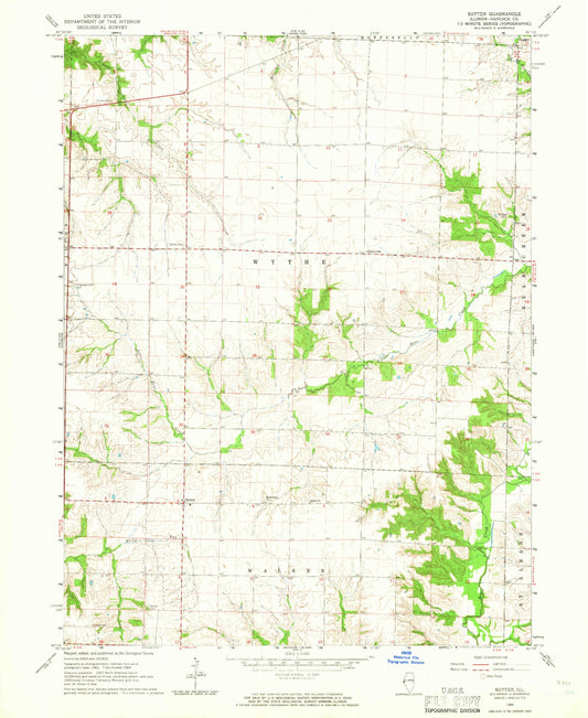 Classic USGS Sutter Illinois 7.5'x7.5' Topo Map Image