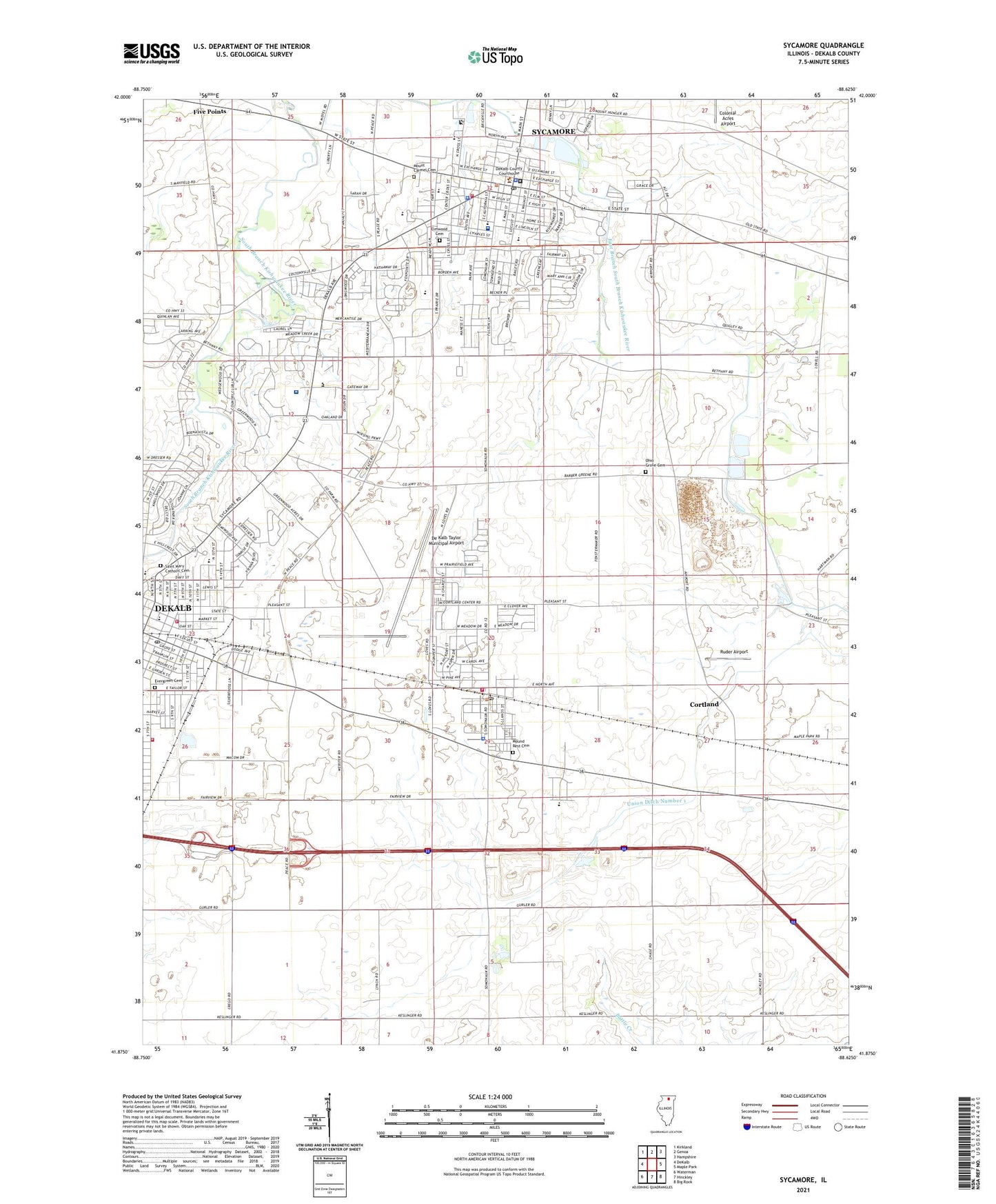 Sycamore Illinois US Topo Map Image