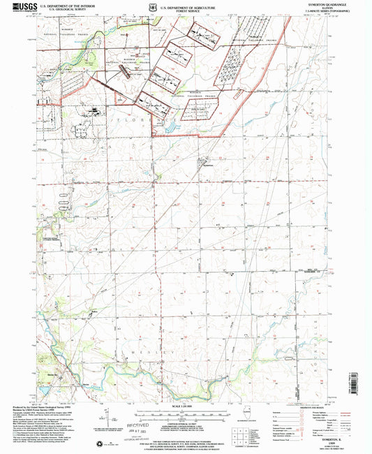 Classic USGS Symerton Illinois 7.5'x7.5' Topo Map Image