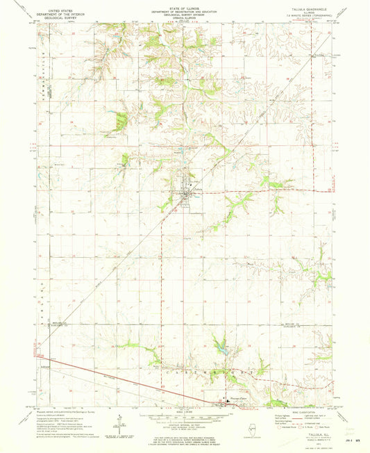 Classic USGS Tallula Illinois 7.5'x7.5' Topo Map Image