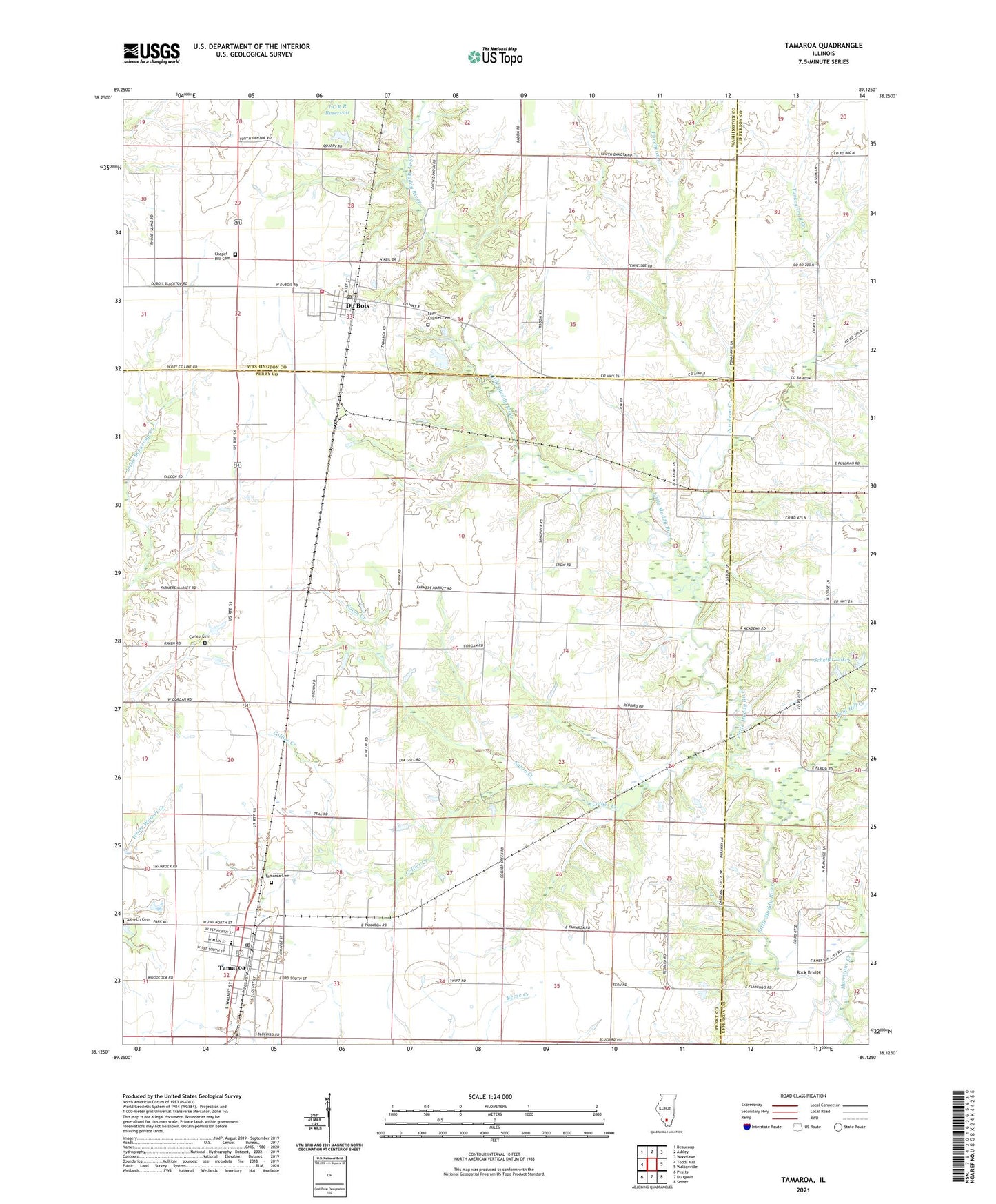 Tamaroa Illinois US Topo Map Image