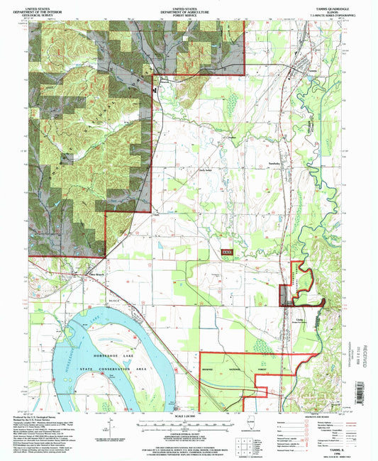 Classic USGS Tamms Illinois 7.5'x7.5' Topo Map Image
