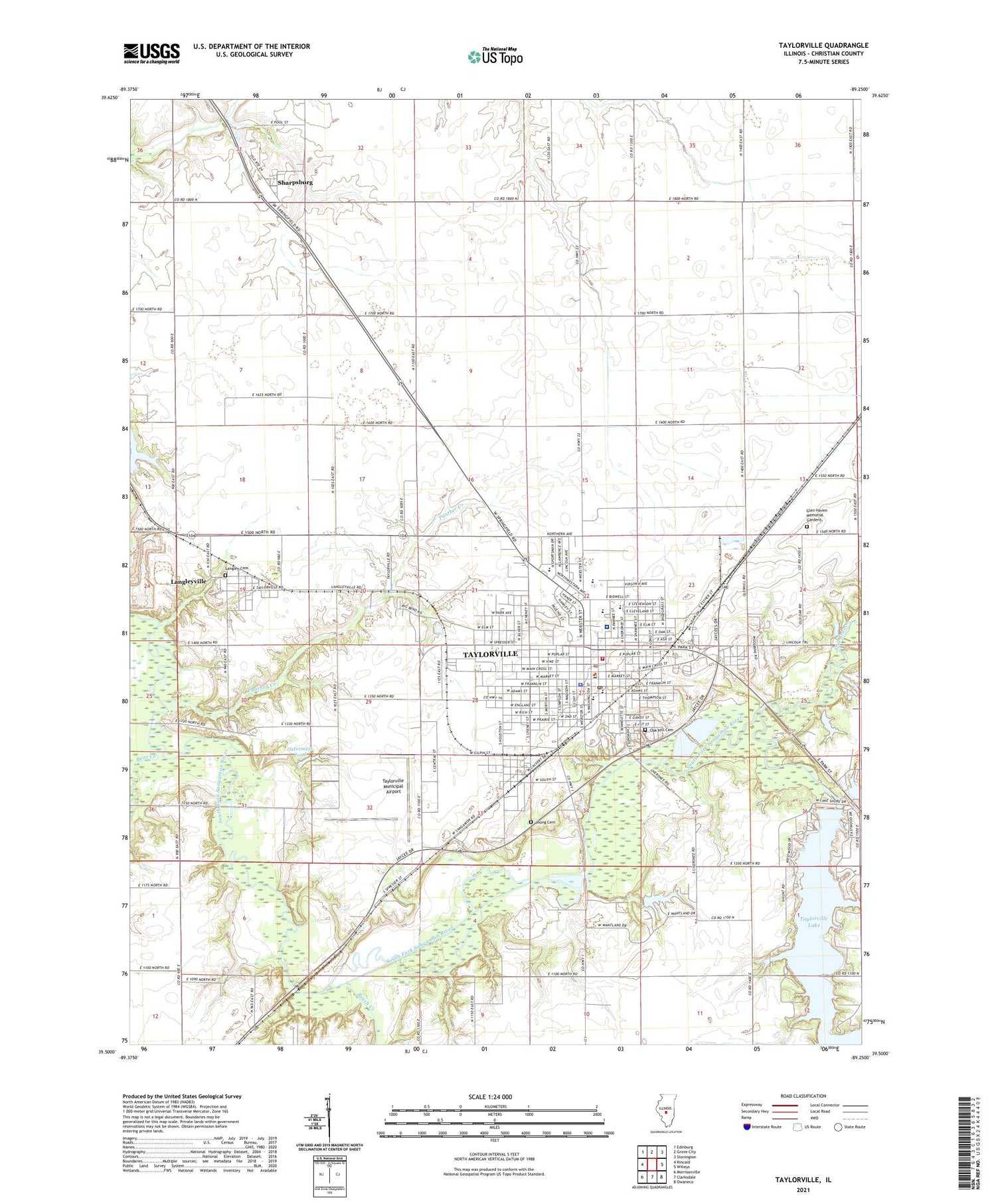 Taylorville Illinois US Topo Map Image