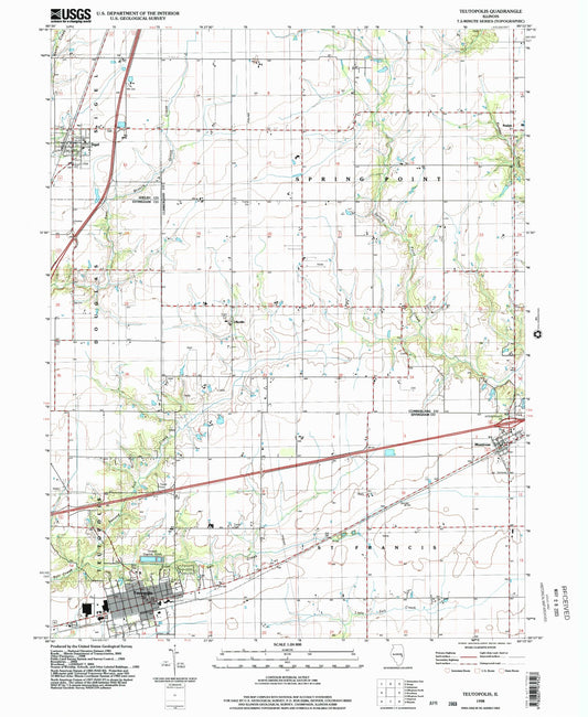 Classic USGS Teutopolis Illinois 7.5'x7.5' Topo Map Image