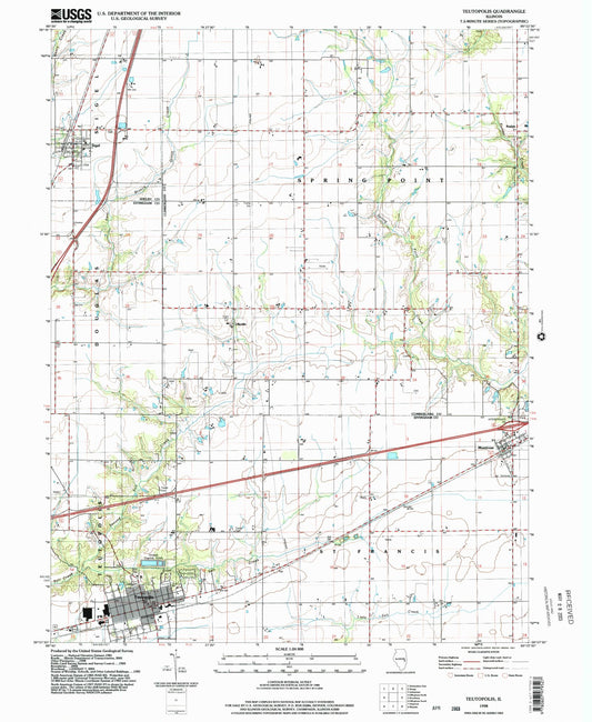 Classic USGS Teutopolis Illinois 7.5'x7.5' Topo Map Image