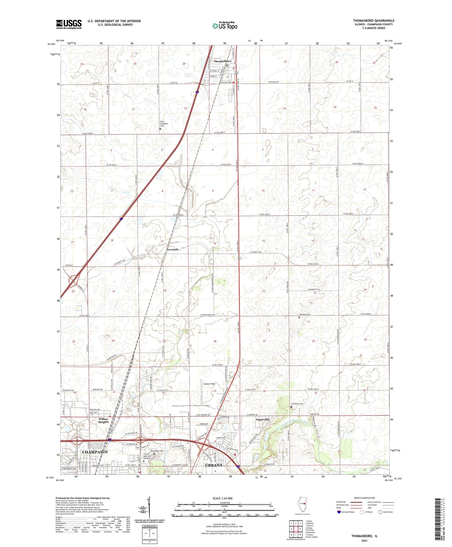 Thomasboro Illinois US Topo Map Image