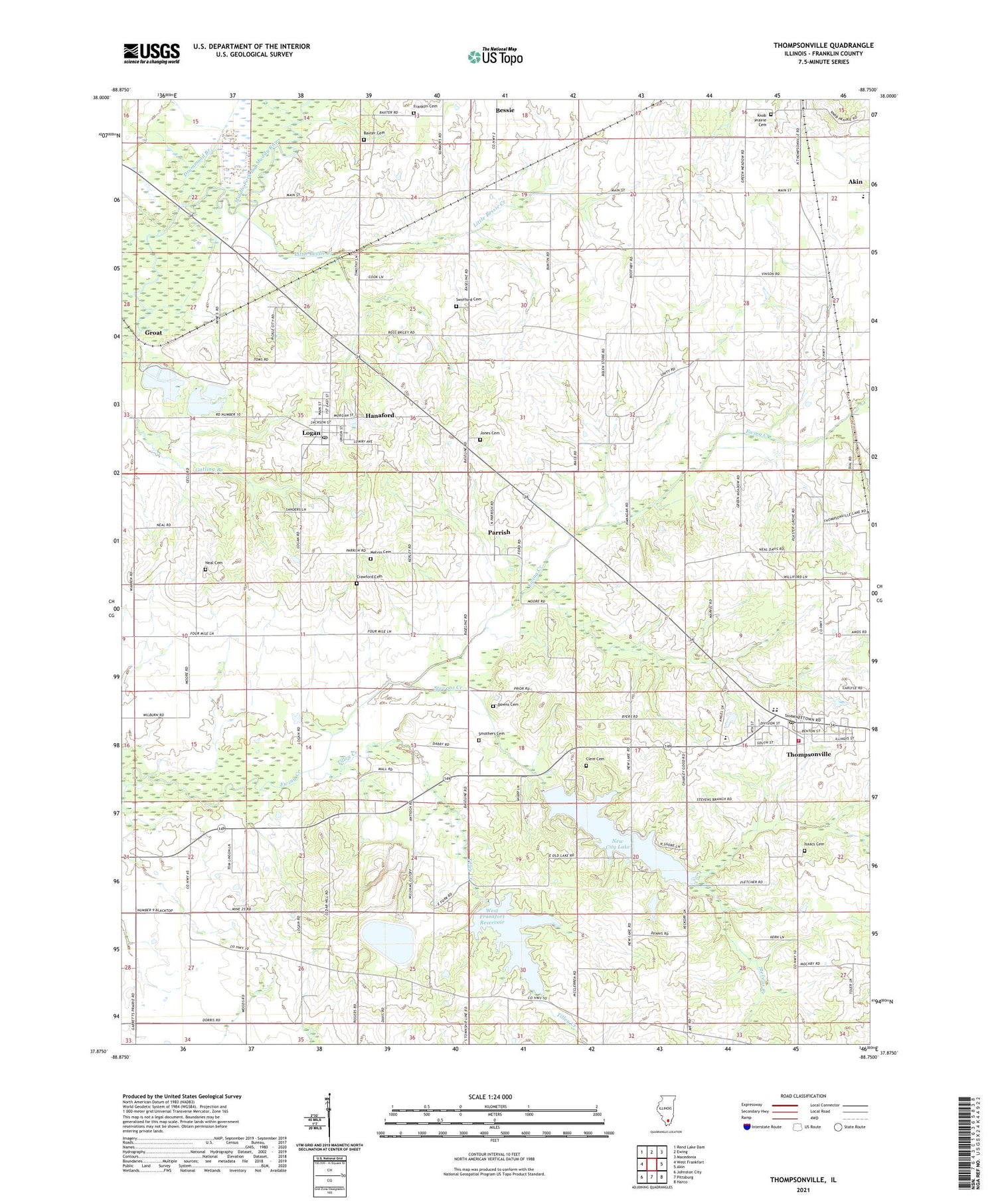 Thompsonville Illinois US Topo Map Image