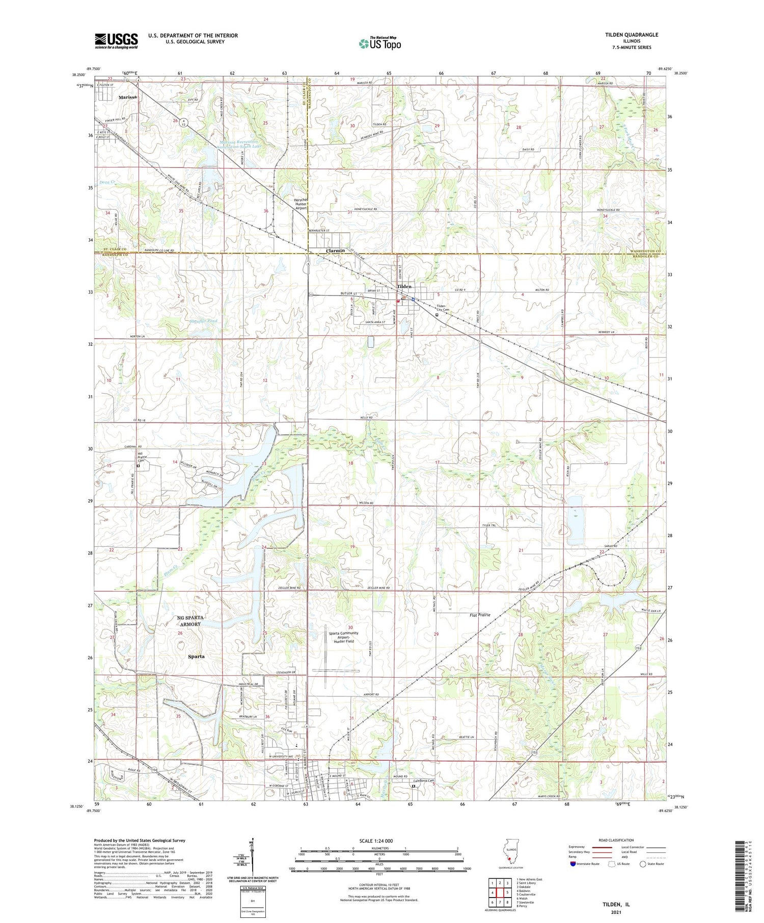 Tilden Illinois US Topo Map Image