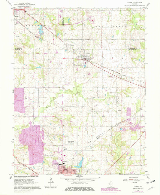 Classic USGS Tilden Illinois 7.5'x7.5' Topo Map Image