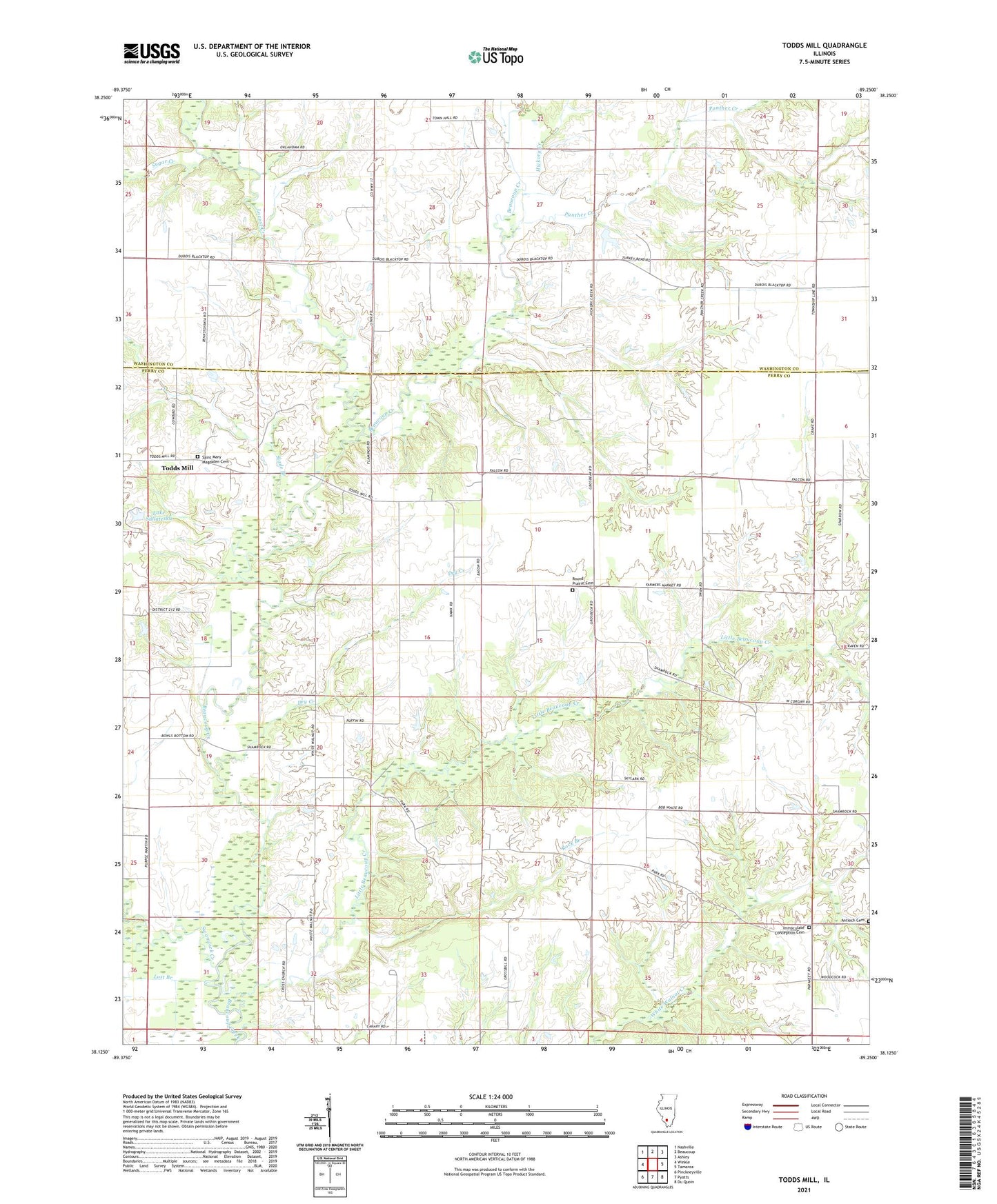 Todds Mill Illinois US Topo Map Image