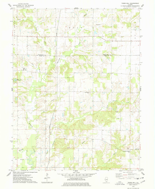 Classic USGS Todds Mill Illinois 7.5'x7.5' Topo Map Image