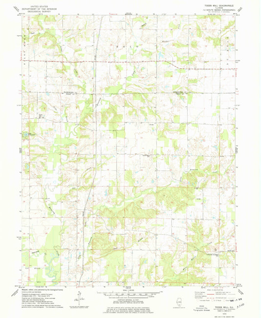 Classic USGS Todds Mill Illinois 7.5'x7.5' Topo Map Image