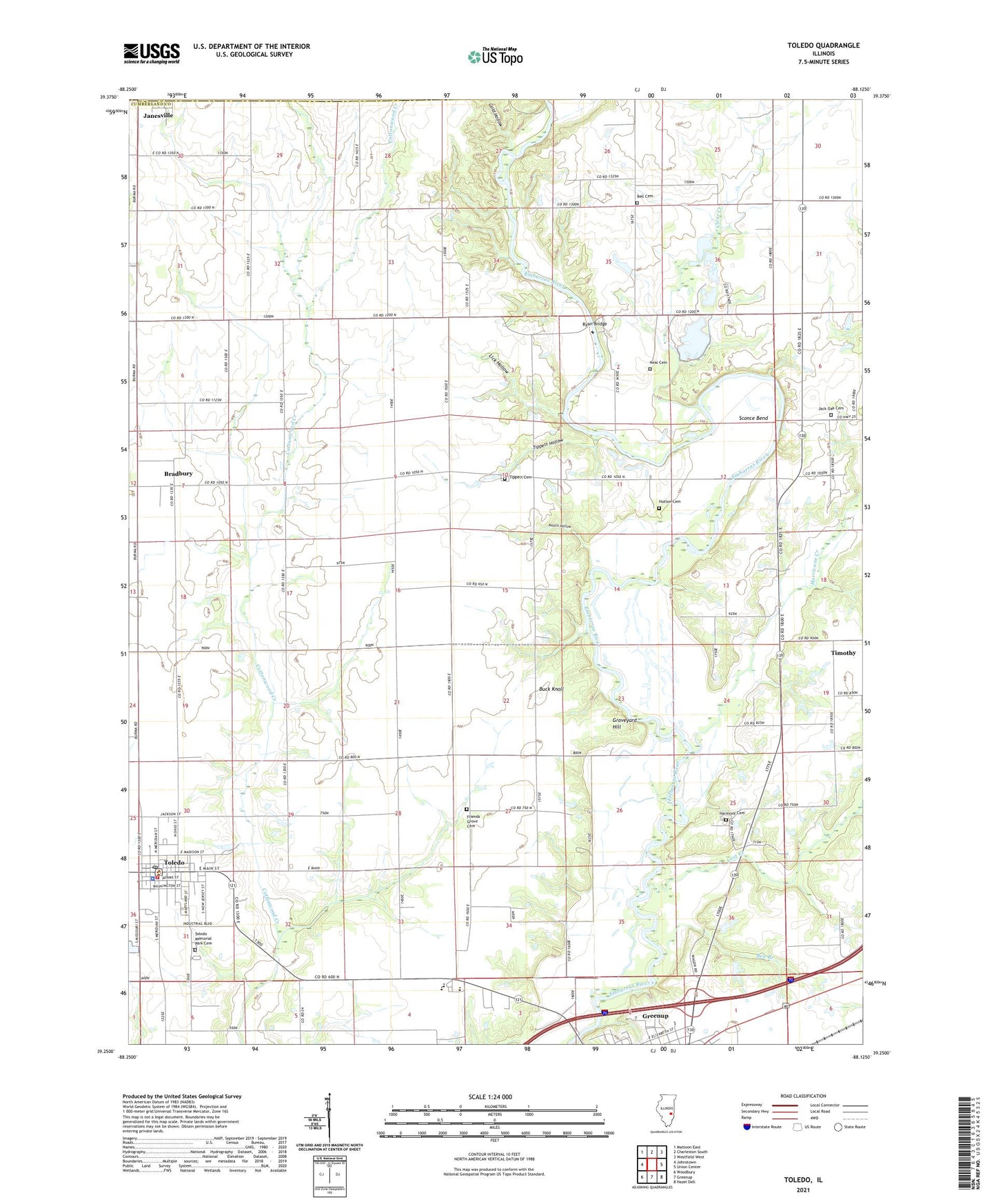 Toledo Illinois US Topo Map Image