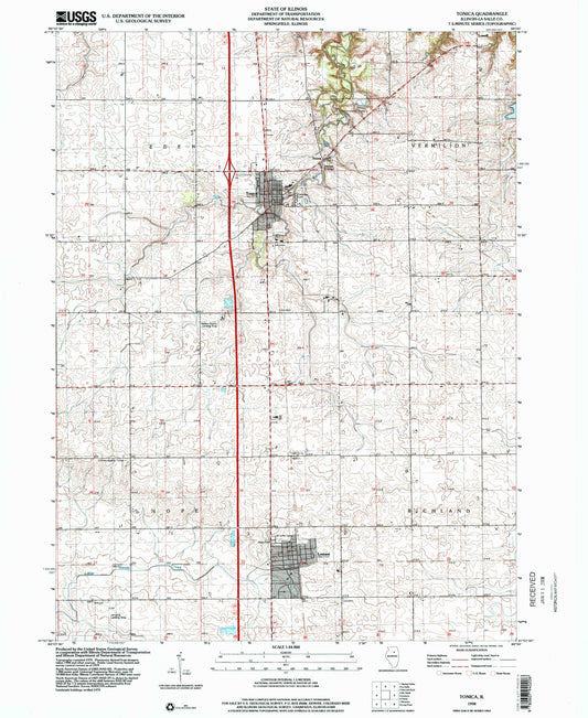 Classic USGS Tonica Illinois 7.5'x7.5' Topo Map Image