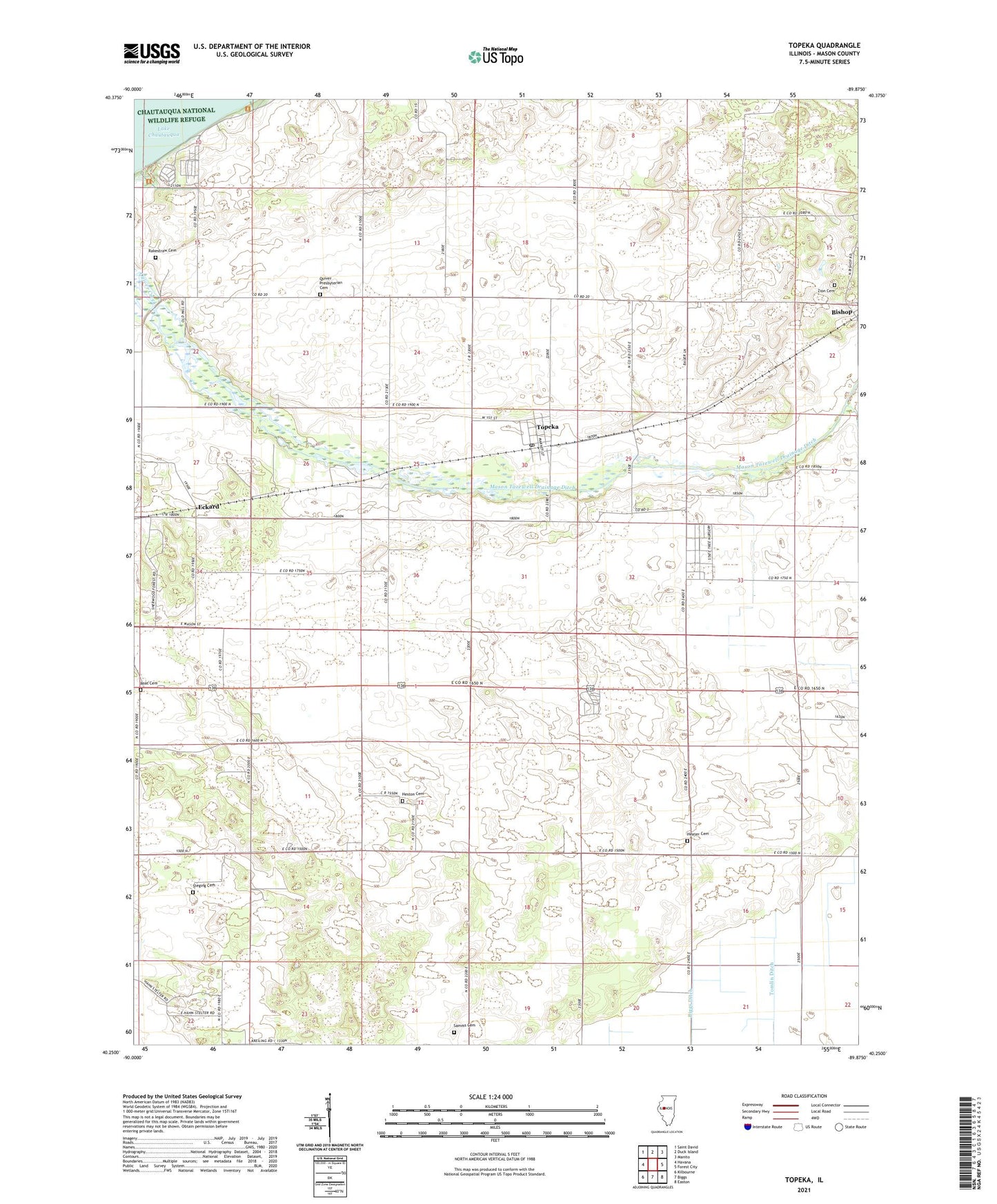 Topeka Illinois US Topo Map Image