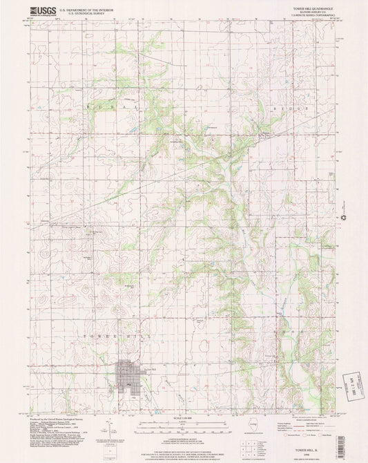 Classic USGS Tower Hill Illinois 7.5'x7.5' Topo Map Image