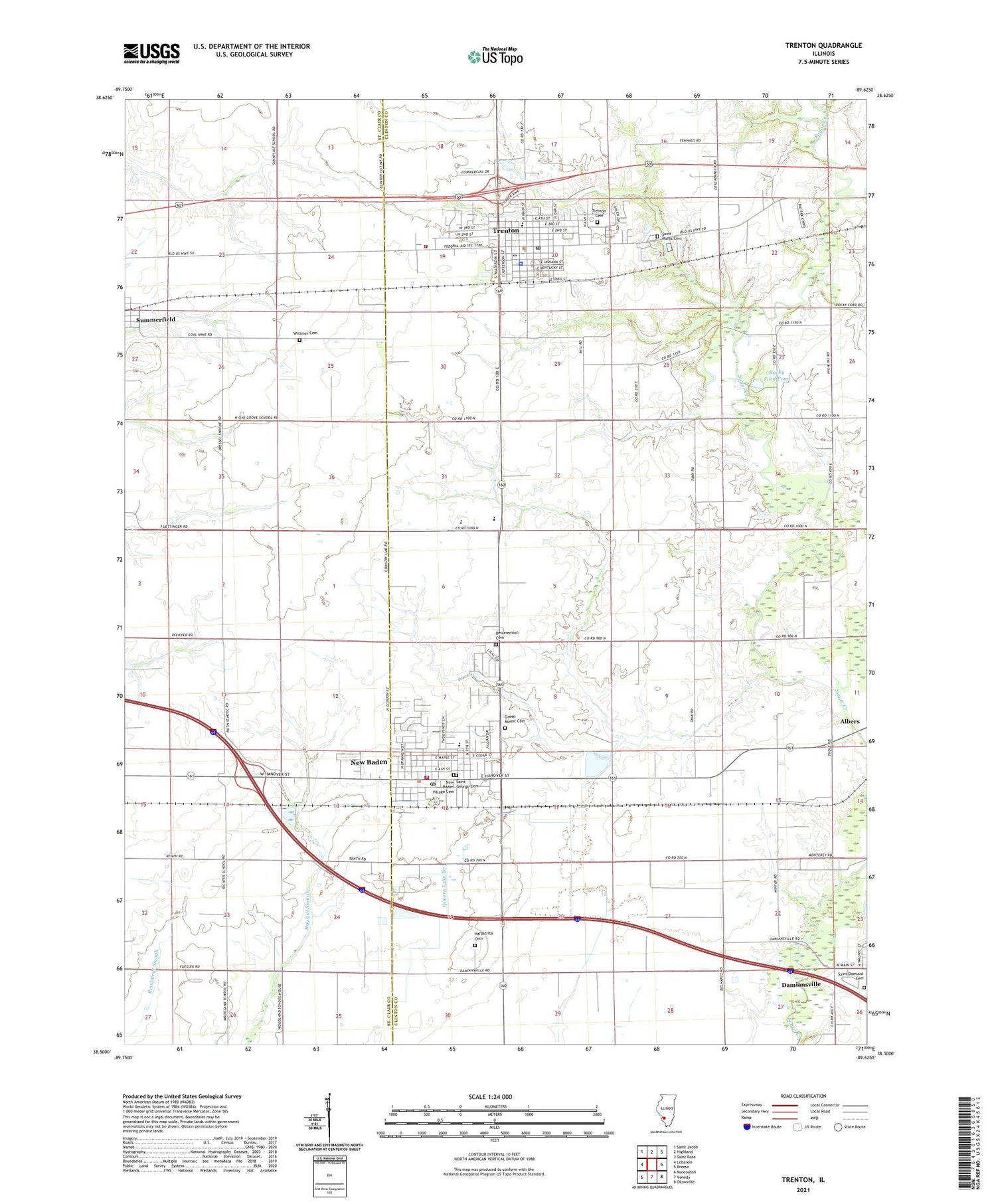 Trenton Illinois US Topo Map Image