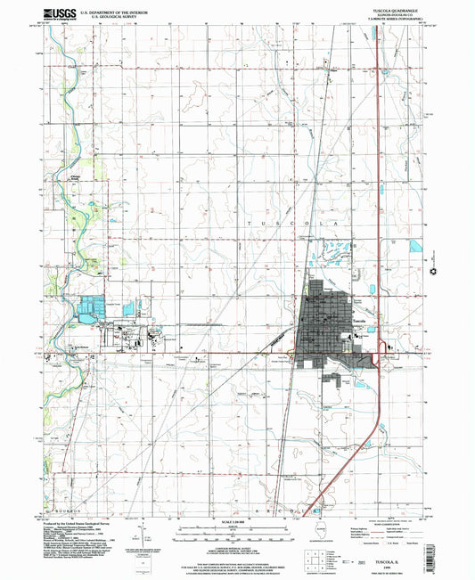 Classic USGS Tuscola Illinois 7.5'x7.5' Topo Map Image