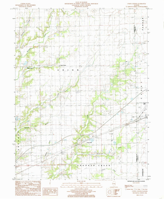 Classic USGS Union Center Illinois 7.5'x7.5' Topo Map Image