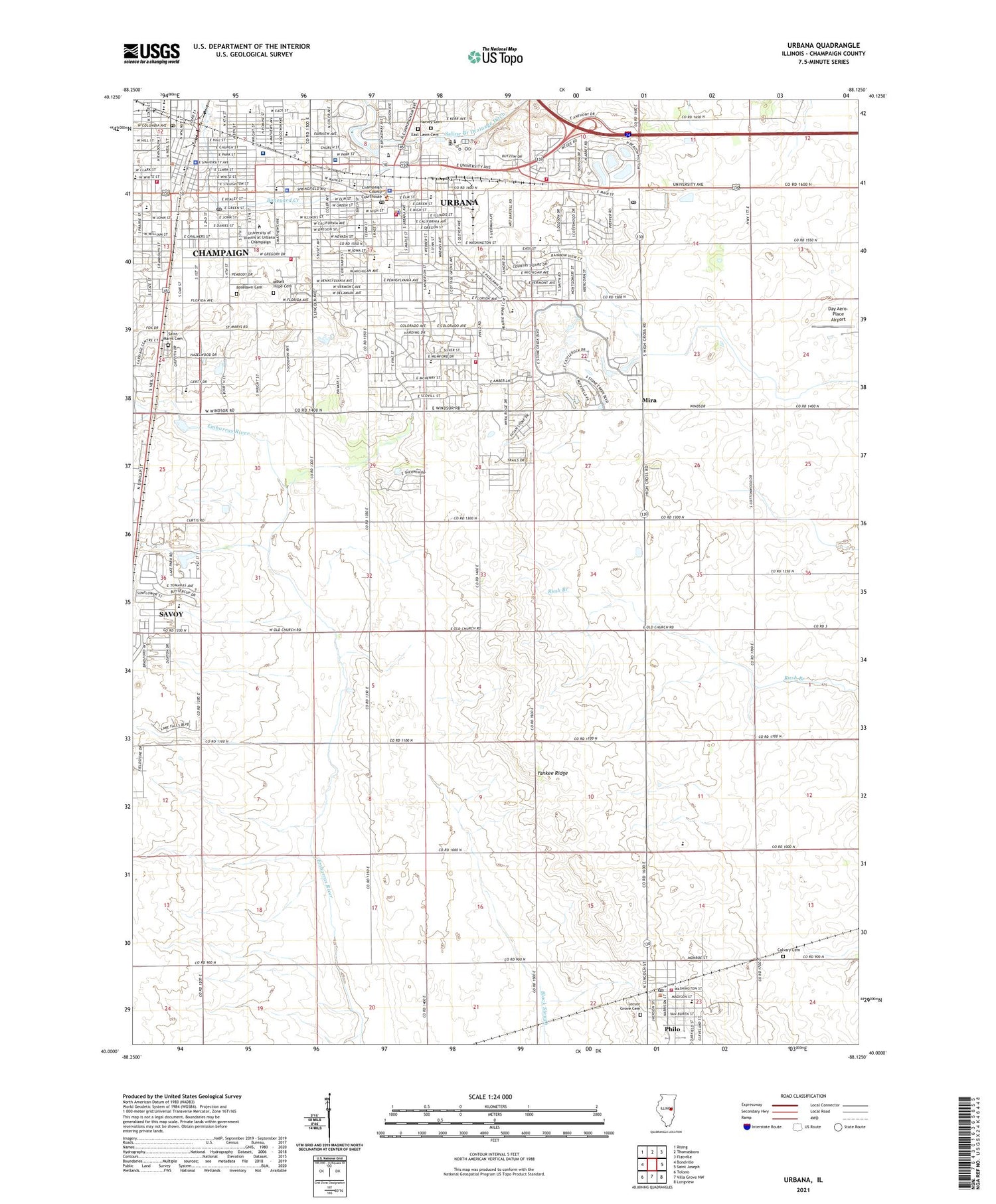 Urbana Illinois US Topo Map Image