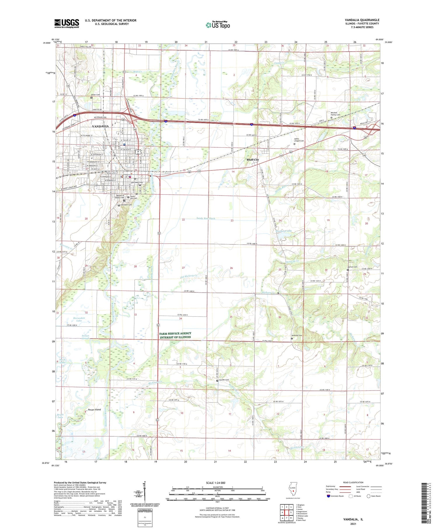 Vandalia Illinois US Topo Map Image