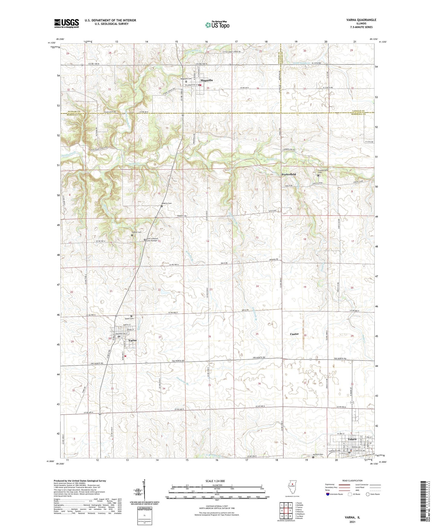 Varna Illinois US Topo Map Image