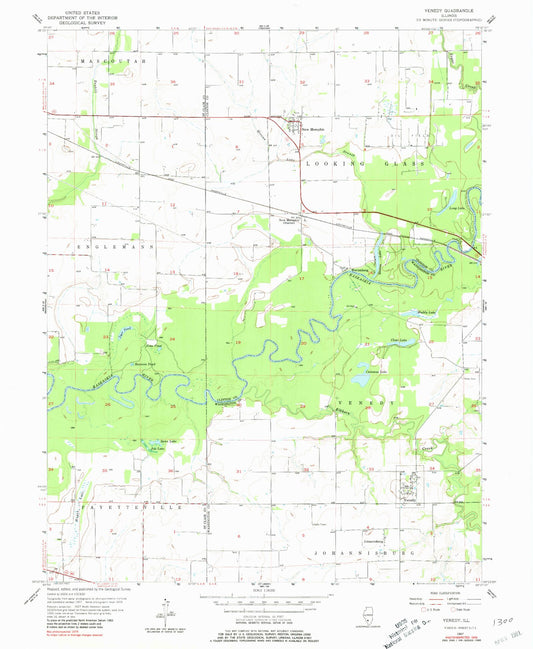Classic USGS Venedy Illinois 7.5'x7.5' Topo Map Image