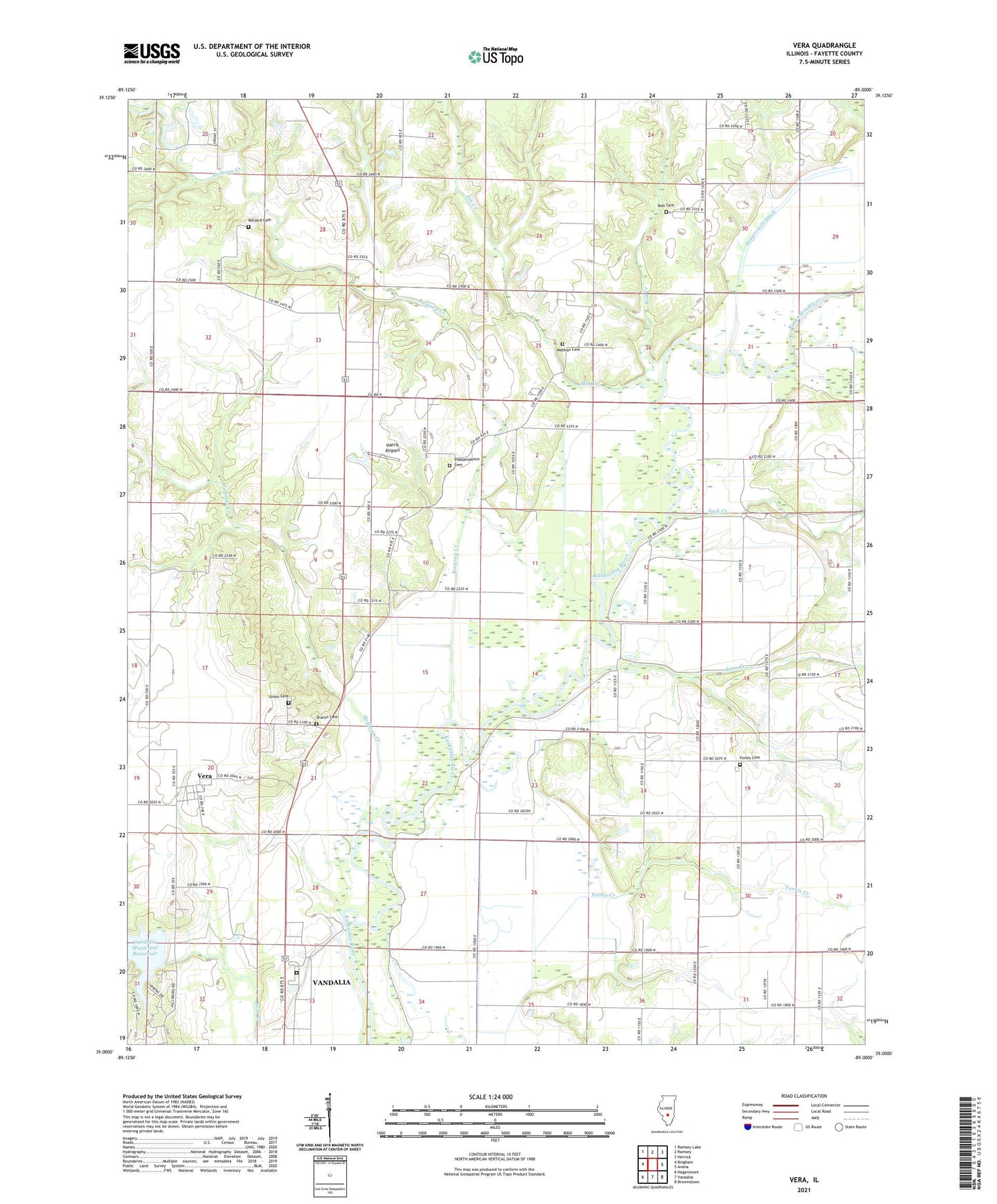 Vera Illinois US Topo Map Image
