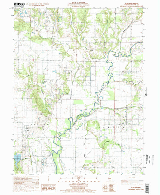Classic USGS Vera Illinois 7.5'x7.5' Topo Map Image