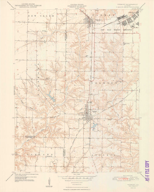 Classic USGS Vermont Illinois 7.5'x7.5' Topo Map Image