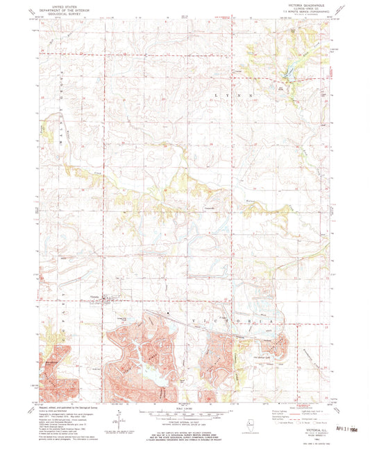 Classic USGS Victoria Illinois 7.5'x7.5' Topo Map Image