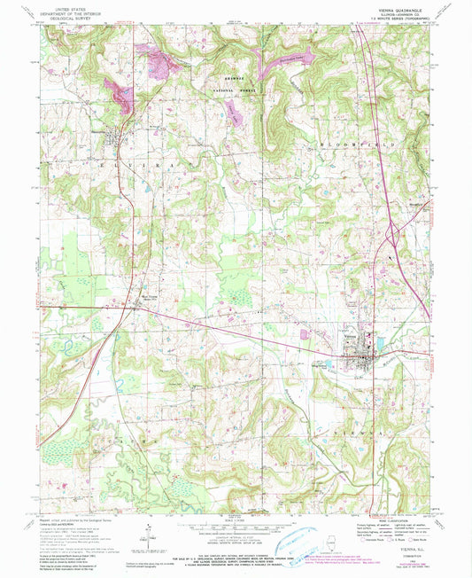 Classic USGS Vienna Illinois 7.5'x7.5' Topo Map Image