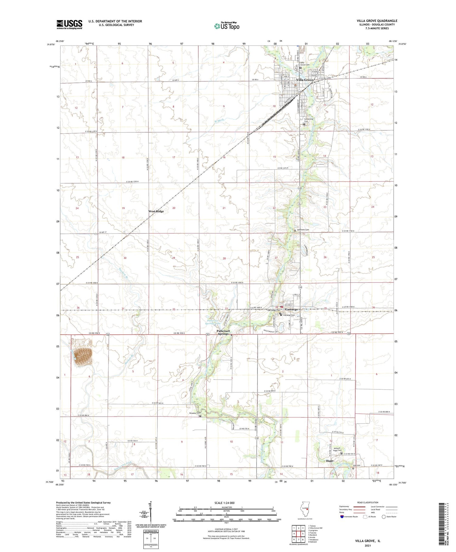 Villa Grove Illinois US Topo Map Image