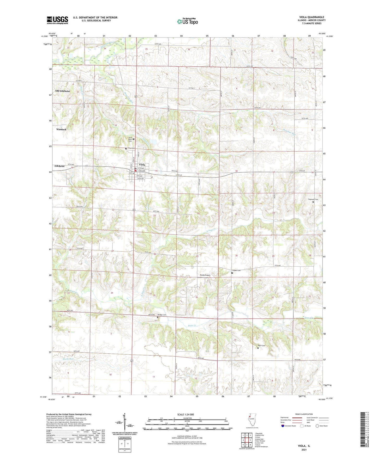 Viola Illinois US Topo Map Image